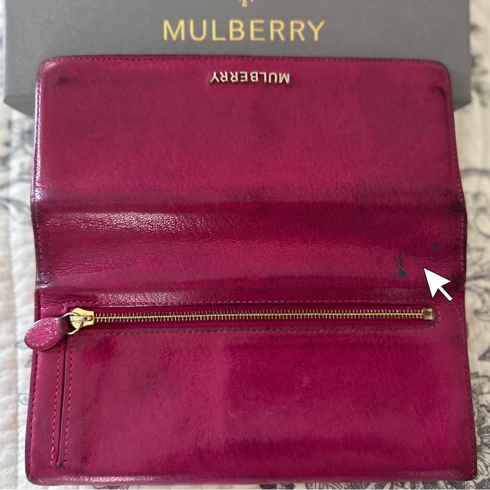 Pre-loved Mulberry Continental long wallet in hot pink - Picture 7 of 13